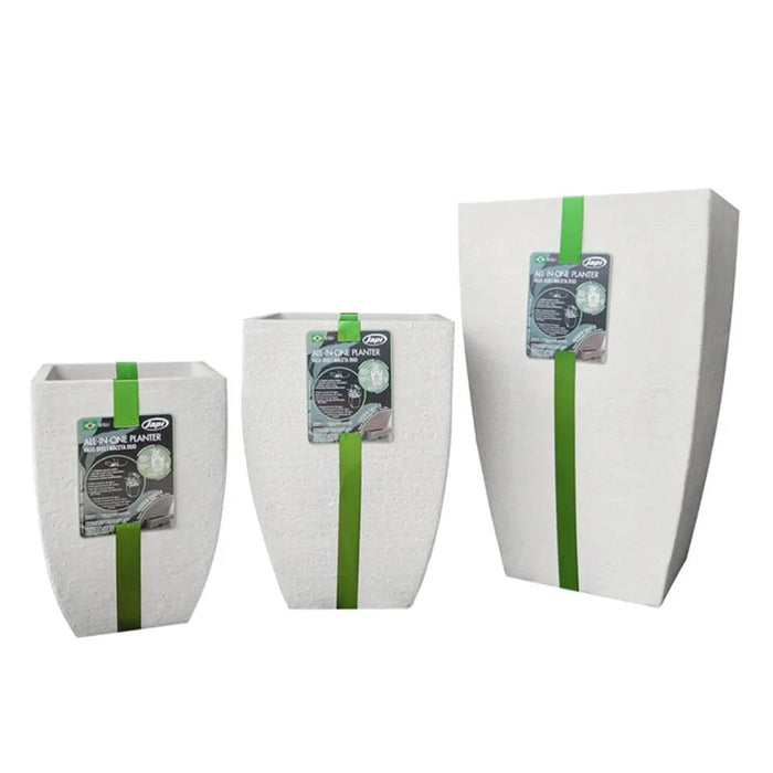 elevenpast Pots & Planters Small All In One Modern Square Japi Planter in Off White - 3 Sizes JVQD30_OFF WHITE