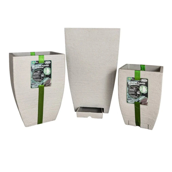 elevenpast Pots & Planters Small All In One Modern Square Japi Planter in Sandstone - 3 Sizes JVQD30_SANDSTONE