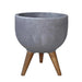 elevenpast Pots & Planters Black Slate Rustic Round Japi Planter Cache Pot With Stand - Various Colours JVRD33 BLACK SLATE