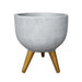 elevenpast Pots & Planters Burnt Cement Rustic Round Japi Planter Cache Pot With Stand - Various Colours JVRD33_BURNT CEMENT
