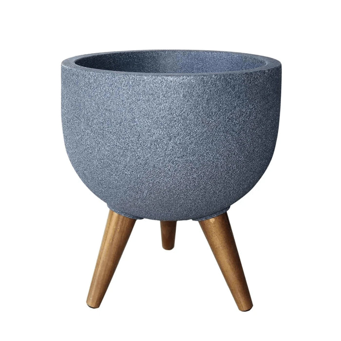 elevenpast Pots & Planters Charcoal Rustic Round Japi Planter Cache Pot With Stand - Various Colours JVRD33_CHARCOAL