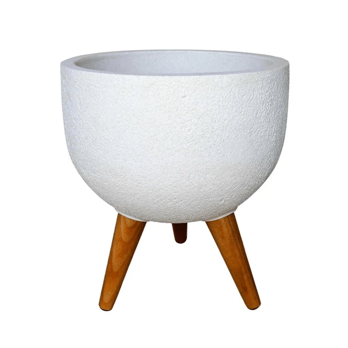 elevenpast Pots & Planters Off White Rustic Round Japi Planter Cache Pot With Stand - Various Colours JVRD33_OFF WHITE