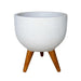 elevenpast Pots & Planters Off White Rustic Round Japi Planter Cache Pot With Stand - Various Colours JVRD33_OFF WHITE