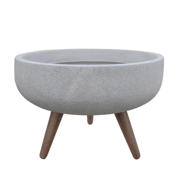 elevenpast Pots & Planters Burnt Cement Rustic Bowl Japi Planter Cache Pot With Stand - Various Colours JVRD45_BURNT CEMENT