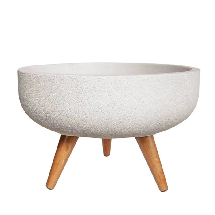 elevenpast Pots & Planters Off White Rustic Bowl Japi Planter Cache Pot With Stand - Various Colours JVRD45_OFF WHITE