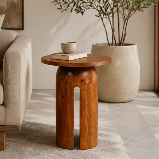 elevenpast Accent Tables Solid Acacia Split Drum Side Table – Walnut Finish JW07WAL
