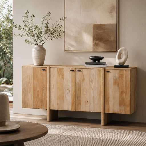 elevenpast wooden sideboard Natural Acacia Wood Sideboard with Soft-Close Storage Doors JWMB11