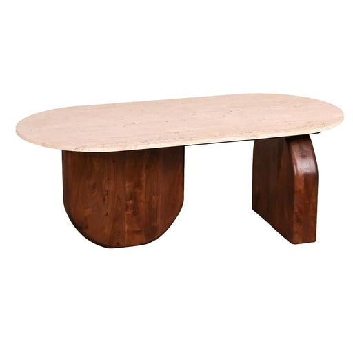 elevenpast wooden coffee table Neapol Travertine-Walnut Coffee Table JWMB13