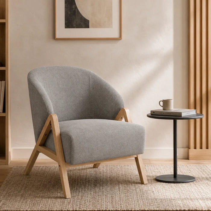 elevenpast Occasional Chair Occasional Chair with Wooden Frame Upholstered in Stone | Taupe