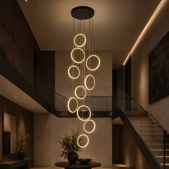 elevenpast pendant light Round Ringfall LED Cluster Pendant Light in Black K-LED-02/10-RND