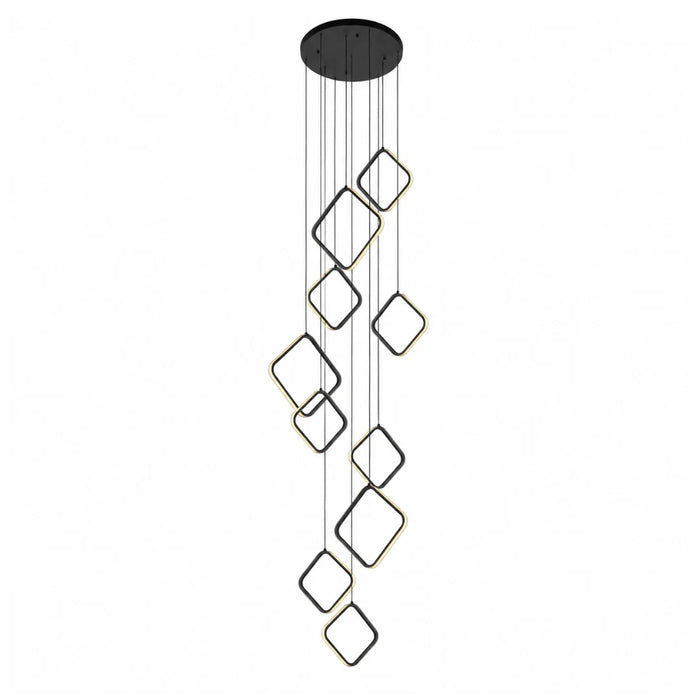 elevenpast pendant light Square Ringfall LED Cluster Pendant Light in Black K-LED-02/10-SQ