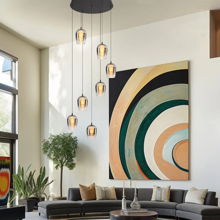 elevenpast pendant light Meteor 7 Light Smoke Glass LED Pendant Cluster K-LED-CC1-7/SM