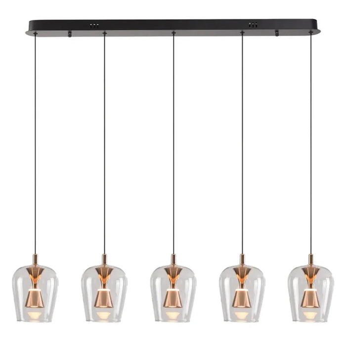 elevenpast pendant light Auric 5 Light Clear Glass Golden Linear LED Pendant Light K-LED-CC2-5/GD