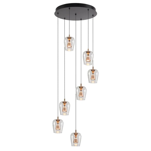 elevenpast pendant light Auric 7 Light Clear Glass Pendant Cluster K-LED-CC2-7/GD