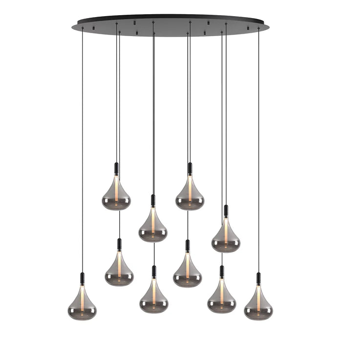 elevenpast pendant light Grape Drop 10 Light Smoke Glass LED Pendant Cluster K-LED-CC4-10/SM