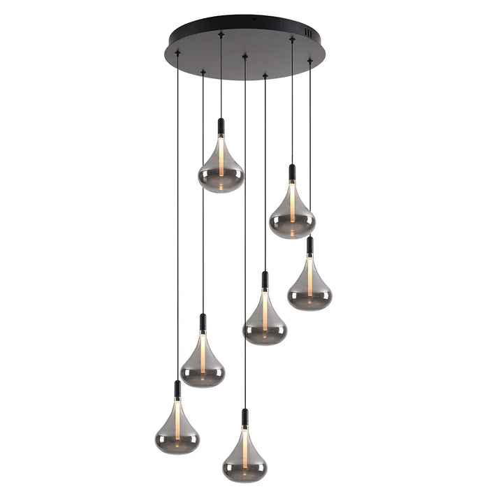 elevenpast pendant light Grape Drop 7 Light Smoke Glass LED Pendant Cluster K-LED-CC4-7/SM