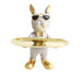 elevenpast Decor White & Gold Cool Dog One Plate Standing Figure | Black or White KJ139B