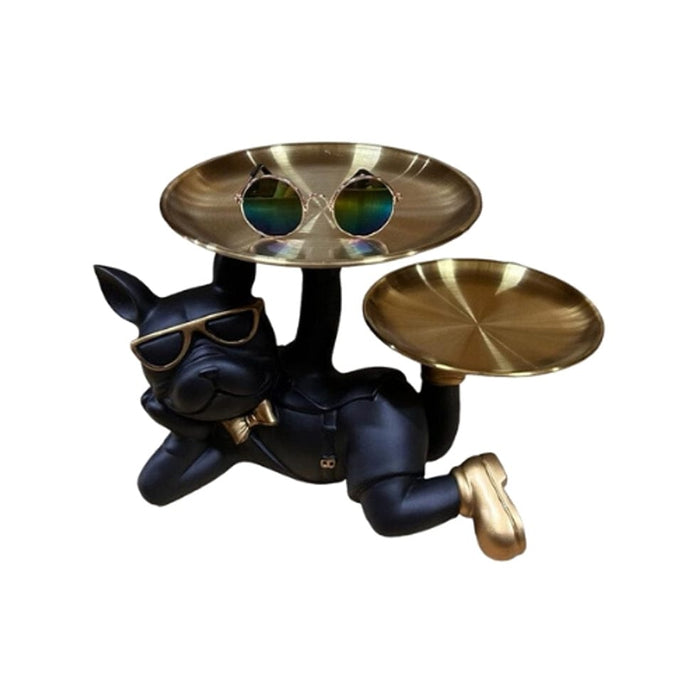 elevenpast Decor Black / Right Chill Dog Two Plate Figure | White or Black KJ143