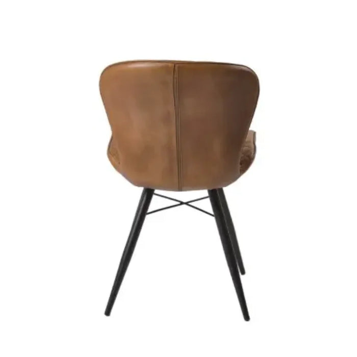 elevenpast Kitchen & Dining Room Chairs Tan Shell Back Buffalo Leather Dining Chair KV158