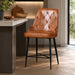 elevenpast Kitchen & Dining Room Chairs Tan Buffalo Leather Counter Chair with Black Metal Legs KV169C