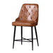 elevenpast Kitchen & Dining Room Chairs Tan Buffalo Leather Counter Chair with Black Metal Legs KV169C