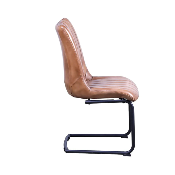 elevenpast Kitchen & Dining Room Chairs Light Brown Stitched Buffalo Leather Dining Chair KV215-1
