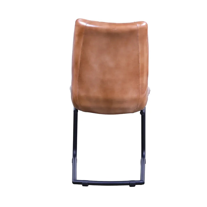 elevenpast Kitchen & Dining Room Chairs Light Brown Stitched Buffalo Leather Dining Chair KV215-1