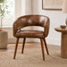 elevenpast occasionally Brown Buffalo Leather Occasional Chair with Acacia Wood Legs KV263