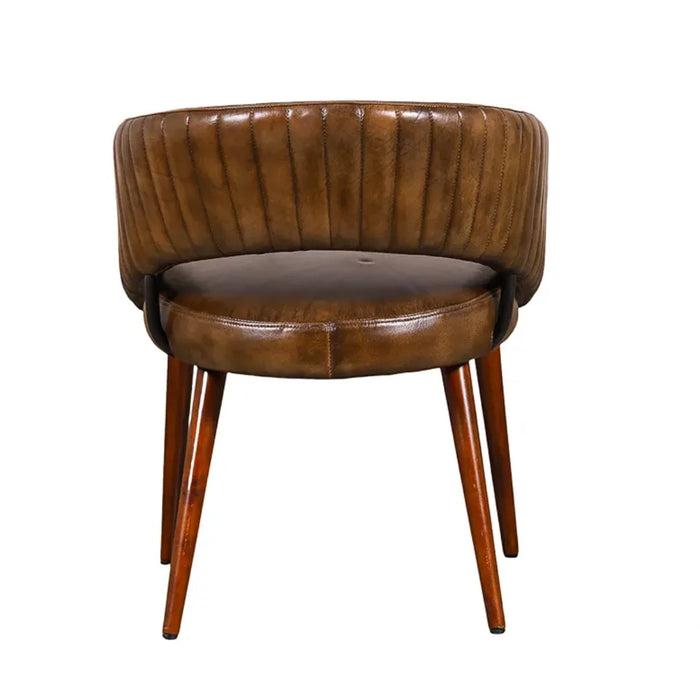 elevenpast occasionally Brown Buffalo Leather Occasional Chair with Acacia Wood Legs KV263