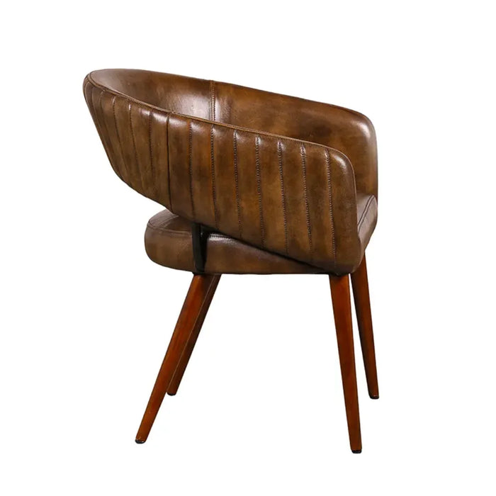 elevenpast occasionally Brown Buffalo Leather Occasional Chair with Acacia Wood Legs KV263
