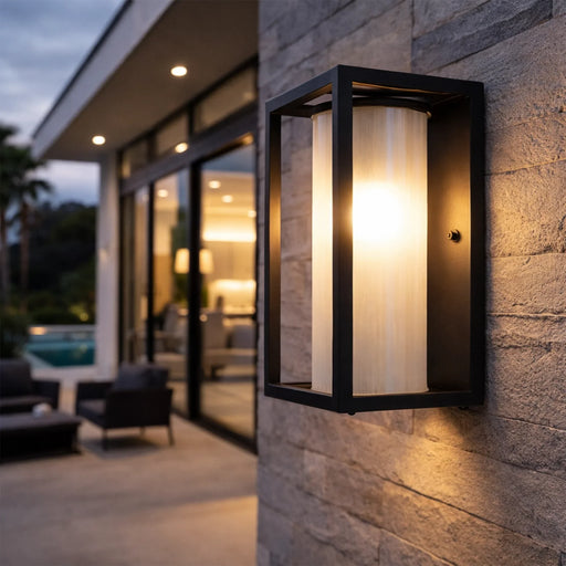 elevenpast up facing lantern Luno Square Box Outdoor Wall Lantern - Black L255 BLACK 6007226045413