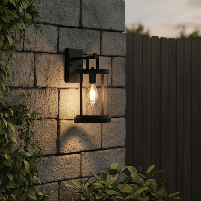elevenpast outdoor wall light Gabriel Metal and Glass Outdoor Wall Light - Black L623 BLACK 6007226089332