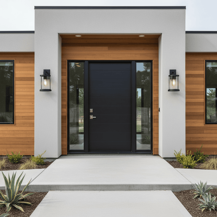 elevenpast outdoor wall light Gabriel Metal and Glass Outdoor Wall Light - Black L623 BLACK 6007226089332