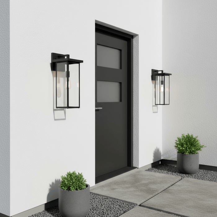elevenpast outdoor wall light Ormus Metal and Glass Outdoor Wall Light - Black L625 BLACK 6007226089356