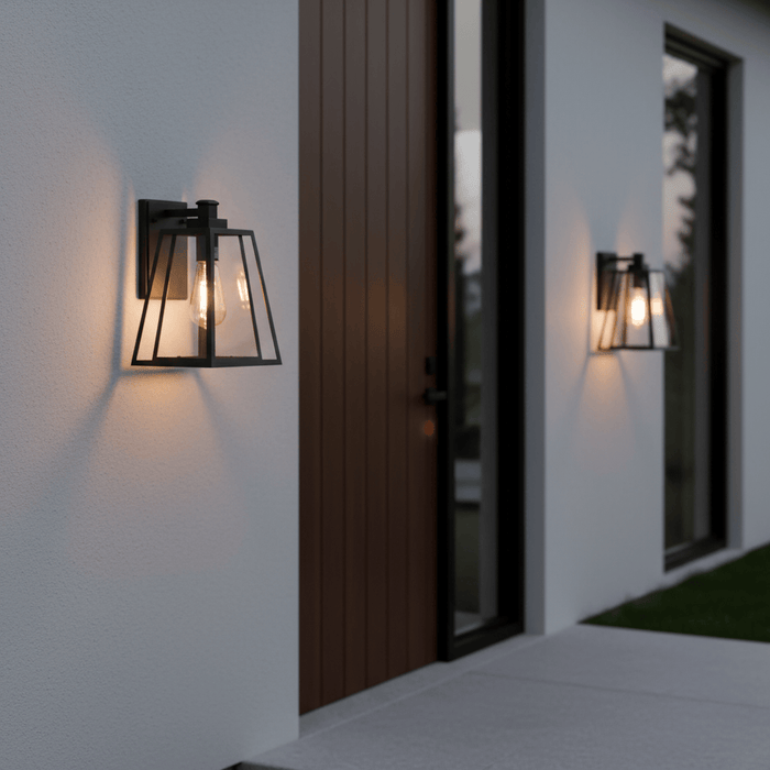 elevenpast outdoor wall light Trapezoid Metal and Glass Outdoor Wall Light - Black L627 BLACK 6007226089370