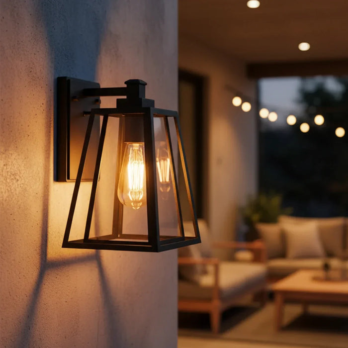 elevenpast outdoor wall light Trapezoid Metal and Glass Outdoor Wall Light - Black L627 BLACK 6007226089370