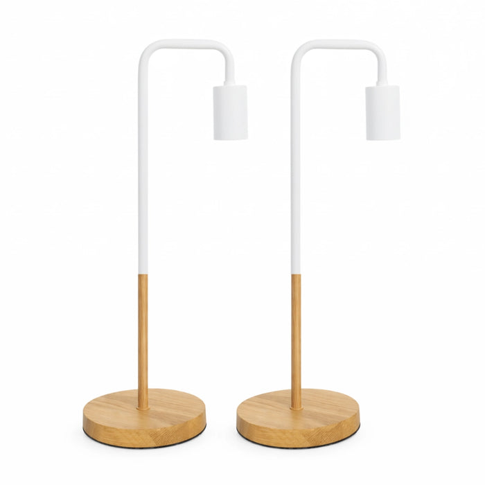 White and Wood Minimalist Desk Lamp – Set of 2