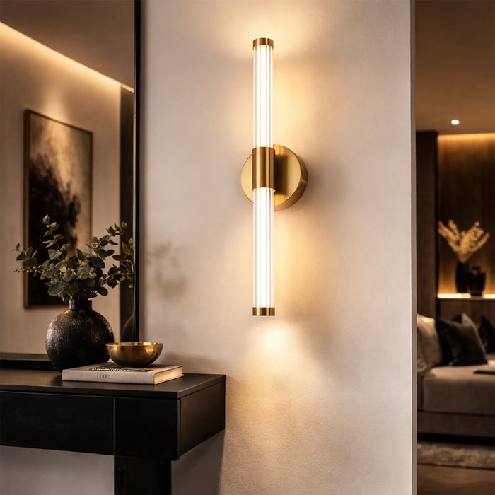 elevenpast Wall Light Golden Linear LED Wall Light – 60cm Vertical Tube Sconce LED-500/GD