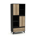 elevenpast Entertainment Centers & TV Stands Lisbon Display Cabinet Black with Oak Melamine LISBON/L19