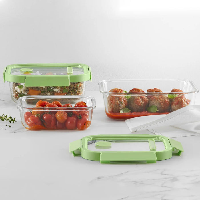 elevenpast food containers Lékué Glass Container Rectangular, 640 ml - Green LK883880/6