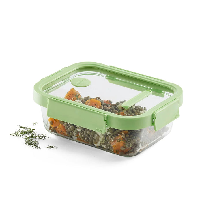 elevenpast food containers Lékué Glass Container Rectangular, 1050 ml - Green LK883903/6