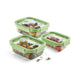 elevenpast food containers Lékué Rectangular Glass Containers Set of 3 - Green LK883941/6