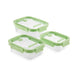 elevenpast food containers Lékué Rectangular Glass Containers Set of 3 - Green LK883941/6