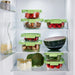 elevenpast food containers Lékué Rectangular Glass Containers Set of 3 - Green LK883941/6