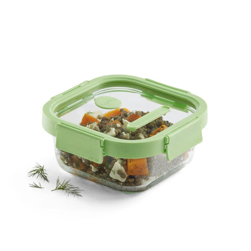elevenpast food containers Lékué Square Airtight Glass Food Container 800ml – Green LK884009/6