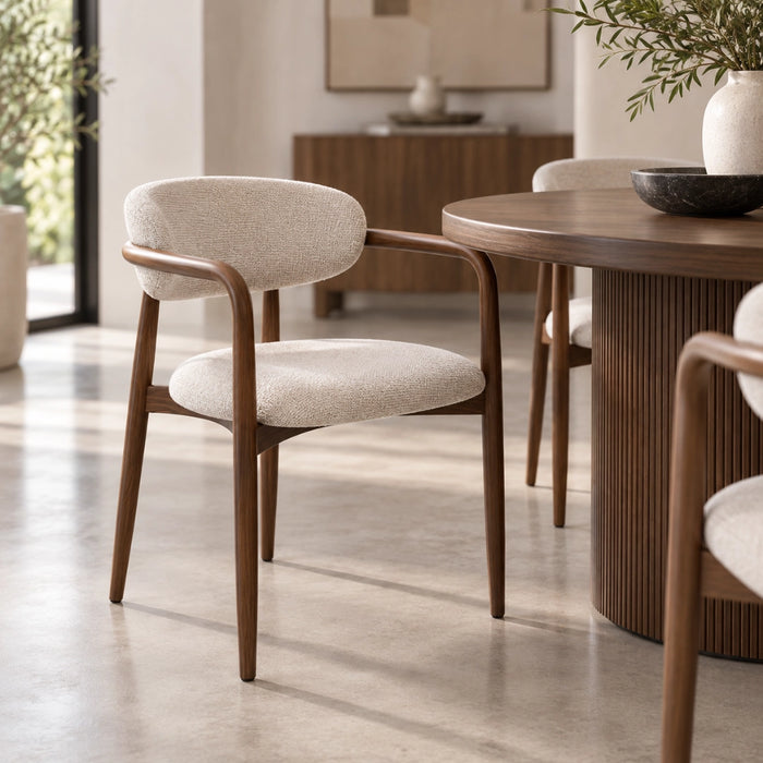 Lucien Arm Chair - Upholstered Fabric with Wood Look Finish