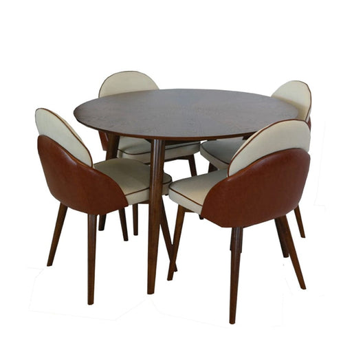 elevenpast Brooklyn 5 Piece Dining Table and Chairs Wallnut LW2025/1118R62