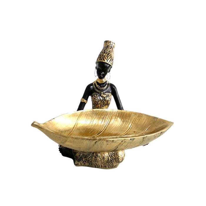 elevenpast Decor Below Tribal Lady Resin Figure Holding Leaf | Above or Below LY206314