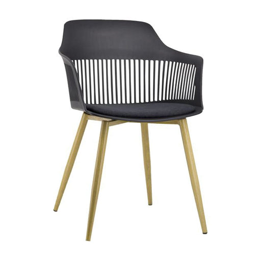 elevenpast Chairs Black Lyric Fabric Tub Chair - Ash Metal Legs Lyric Fabric - Ash Metal