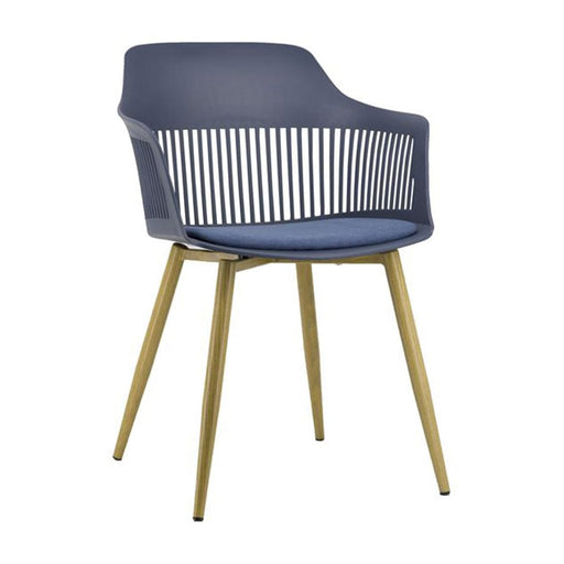 elevenpast Chairs Blue Lyric Fabric Tub Chair - Ash Metal Legs Lyric Fabric - Ash Metal